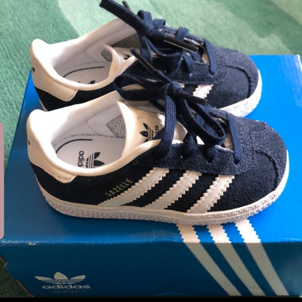 Toddler Navy Suede Adidas Gazelles